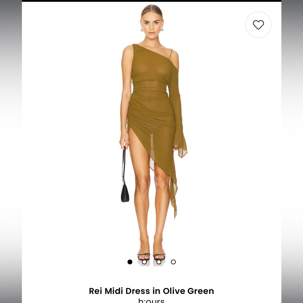 H:ours One Shoulder Olive Dress